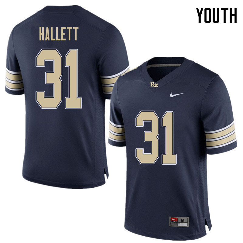 Youth #31 Erick Hallett Pittsburgh Panthers College Football Jerseys Sale-Home Blue